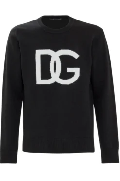 Dolce & Gabbana Logo Intarsia Knitted Jumper - Black