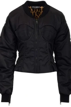 Dolce & Gabbana Bustier Detail Varsity Jacket - Black