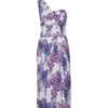 ( New Season ) Dolce & Gabbana Wisteria-Printed One Shoulder Cady Dress - Multi
