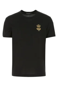 Dolce & Gabbana Logo Embroidered T-Shirt - Black