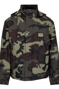 ( New Season ) Dolce & Gabbana Camouflage Print Zip-Up Hooded Jacket - Multi