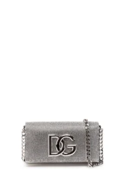 ( New Season ) Dolce & Gabbana DG Logo Embellished Shoulder Bag - Silver