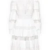 ( New Season ) Dolce & Gabbana Lace Detailed Poplin Mini Dress - White