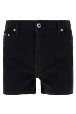 ( New Season ) Dolce & Gabbana High Waisted Buttoned Denim Shorts - Black