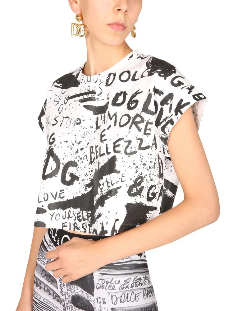 Dolce & Gabbana Cropped Crewneck T-Shirt - Multi 4 Dolce & Gabbana Cropped Crewneck T-Shirt - Multi - Image 4