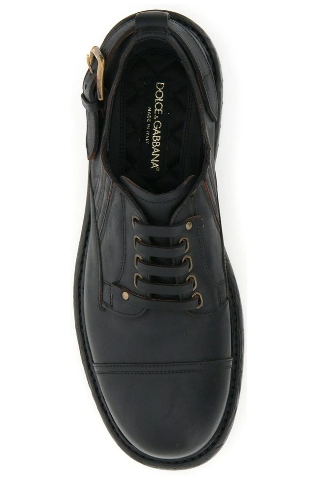 Dolce & Gabbana Lace-Up Buckle Detail Derby Shoes - Black 3 Dolce & Gabbana Lace-Up Buckle Detail Derby Shoes - Black - Image 3