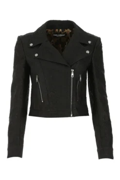 Dolce & Gabbana Jacquard Biker Jacket - Black