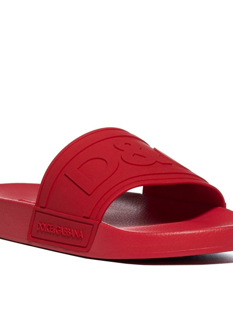 Dolce & Gabbana Logo Embossed Slides - Red 4 Dolce & Gabbana Logo Embossed Slides - Red - Image 4