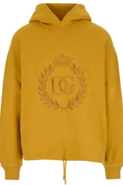 Dolce & Gabbana Logo Embroidered Hoodie - Yellow