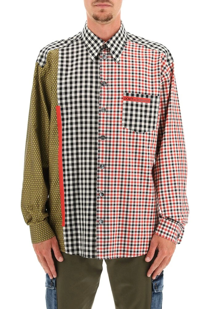 Dolce & Gabbana Oversized Gingham Patchwork Shirt - Multi 2 Dolce & Gabbana Oversized Gingham Patchwork Shirt - Multi - Image 2
