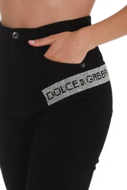 Dolce & Gabbana Crystal Logo Embellished Jeans - Black -Cheap Vestureo Store f5b43c7faf350df18359735370ccb008