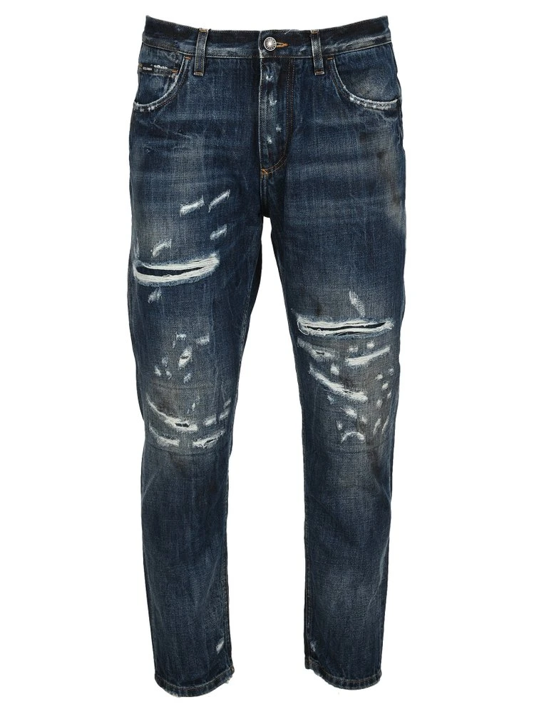 Dolce & Gabbana Ripped Cropped Jeans - Blue 1 Dolce & Gabbana Ripped Cropped Jeans - Blue