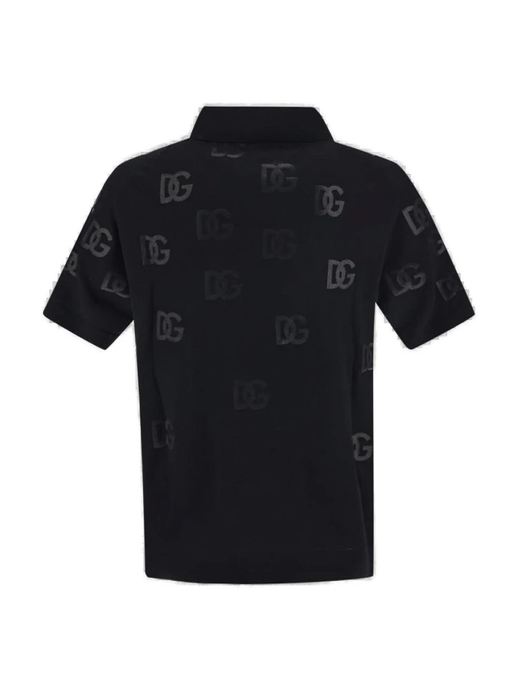 ( New Season ) Dolce & Gabbana Logo Embroidered Buttoned Polo Shirt - Black 2 ( New Season ) Dolce & Gabbana Logo Embroidered Buttoned Polo Shirt - Black - Image 2