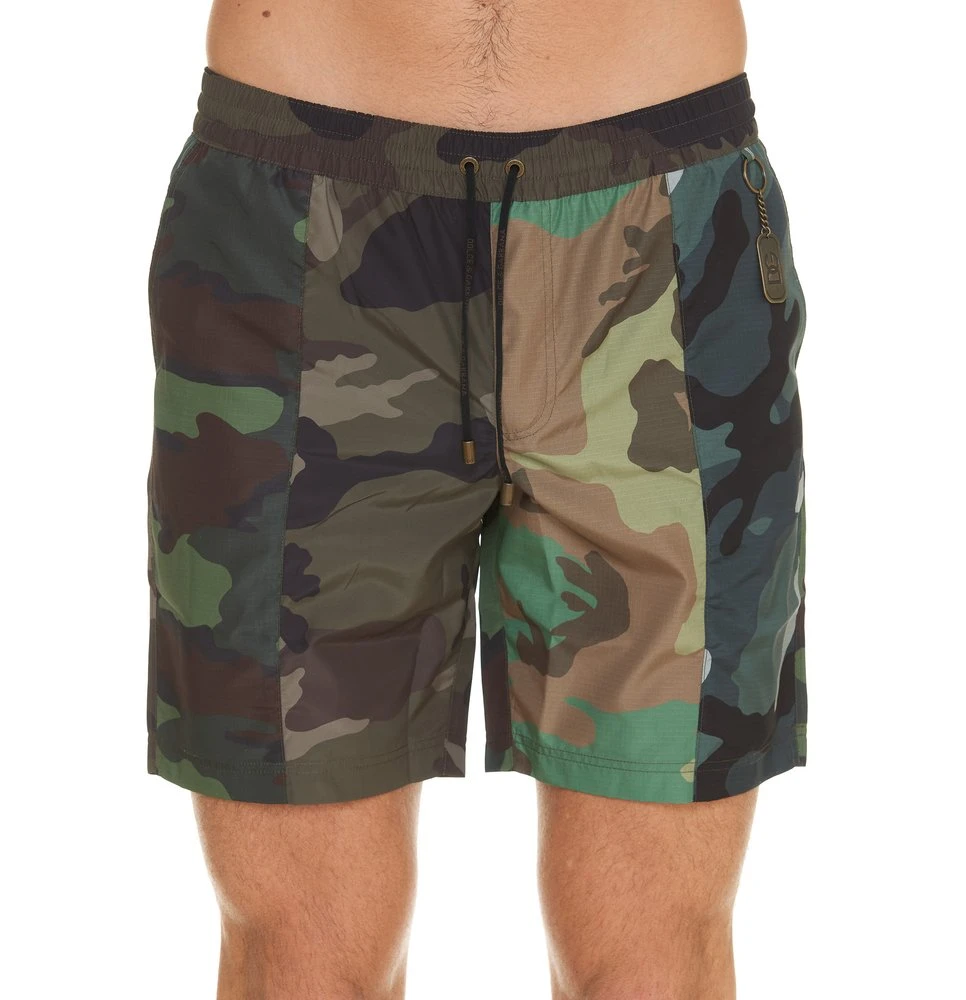 ( New Season ) Dolce & Gabbana Camouflage Printed Drawstring Swim Shorts - Multi 1 ( New Season ) Dolce & Gabbana Camouflage Printed Drawstring Swim Shorts - Multi