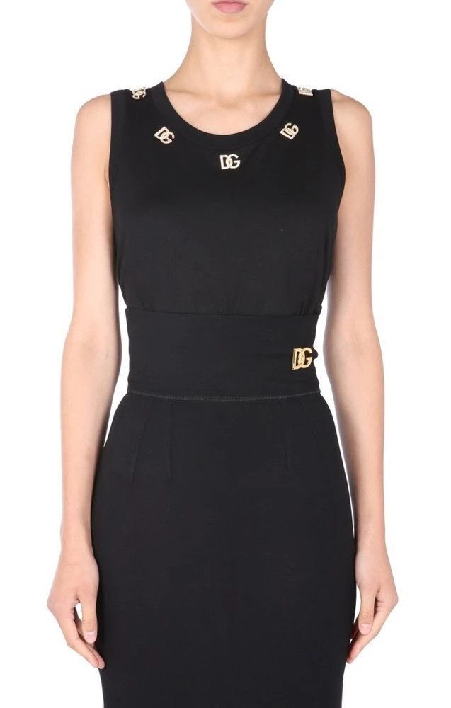 Dolce & Gabbana Logo Plaque Crewneck Jersey Top - Black 3 Dolce & Gabbana Logo Plaque Crewneck Jersey Top - Black - Image 3