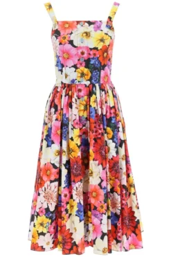 ( New Season ) Dolce & Gabbana Floral Printed Sleeveless Midi Dress - Multi
