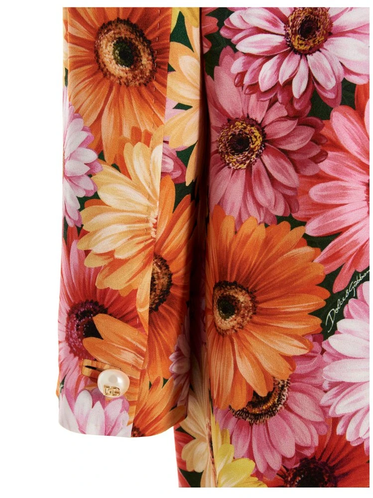 Dolce & Gabbana Gerbera Daisy Printed Single-Breasted Coat - Multi 4 Dolce & Gabbana Gerbera Daisy Printed Single-Breasted Coat - Multi - Image 4