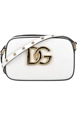( New Season ) Dolce & Gabbana 3.5 Logo Plaque Crossbody Bag - White