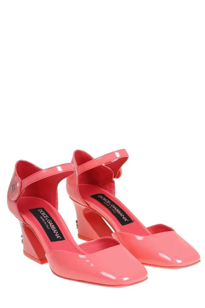 ( New Season ) Dolce & Gabbana Geometric Heel Mary Janes Pumps - Pink 3 ( New Season ) Dolce & Gabbana Geometric Heel Mary Janes Pumps - Pink - Image 3