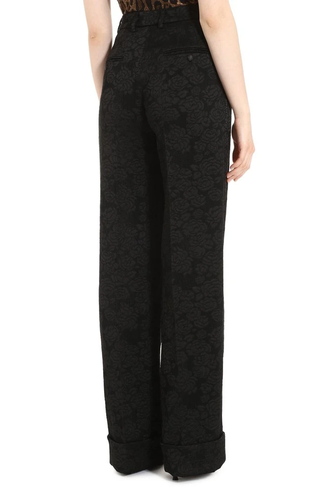 Dolce & Gabbana Jacquard Straight Leg Trousers - Black 4 Dolce & Gabbana Jacquard Straight Leg Trousers - Black - Image 4