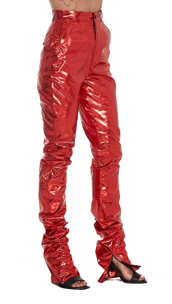 Dolce & Gabbana Metallic Effect Slim-Fit Pants - Red 6 Dolce & Gabbana Metallic Effect Slim-Fit Pants - Red - Image 6