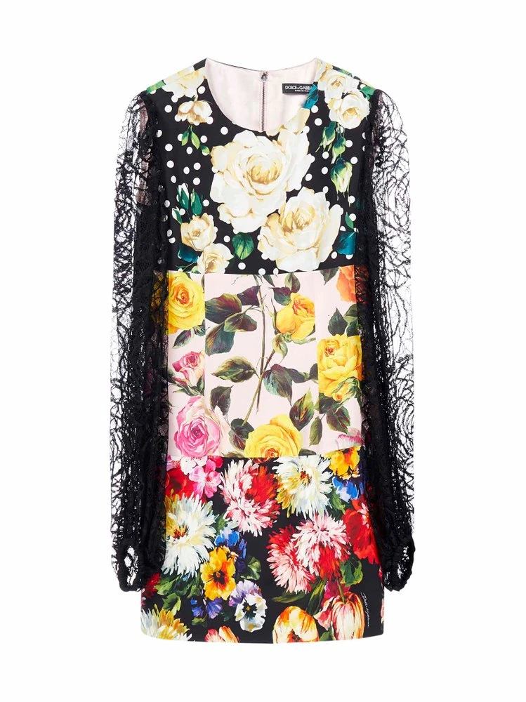 Dolce & Gabbana Floral Patchwork Mini Dress - Multi 1 Dolce & Gabbana Floral Patchwork Mini Dress - Multi