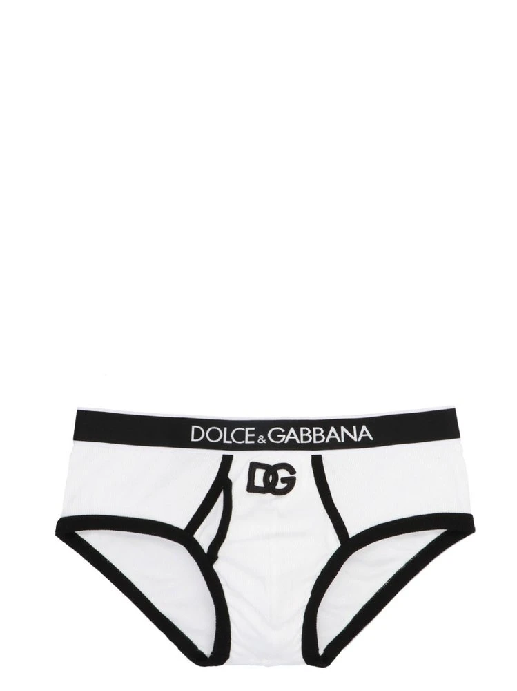 ( New Season ) Dolce & Gabbana Low-Waisted Logo Waistband Briefs - White 1 ( New Season ) Dolce & Gabbana Low-Waisted Logo Waistband Briefs - White