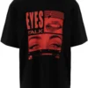 ( New Season ) Dolce & Gabbana Eyes Talk Printed Crewneck T-Shirt - Black
