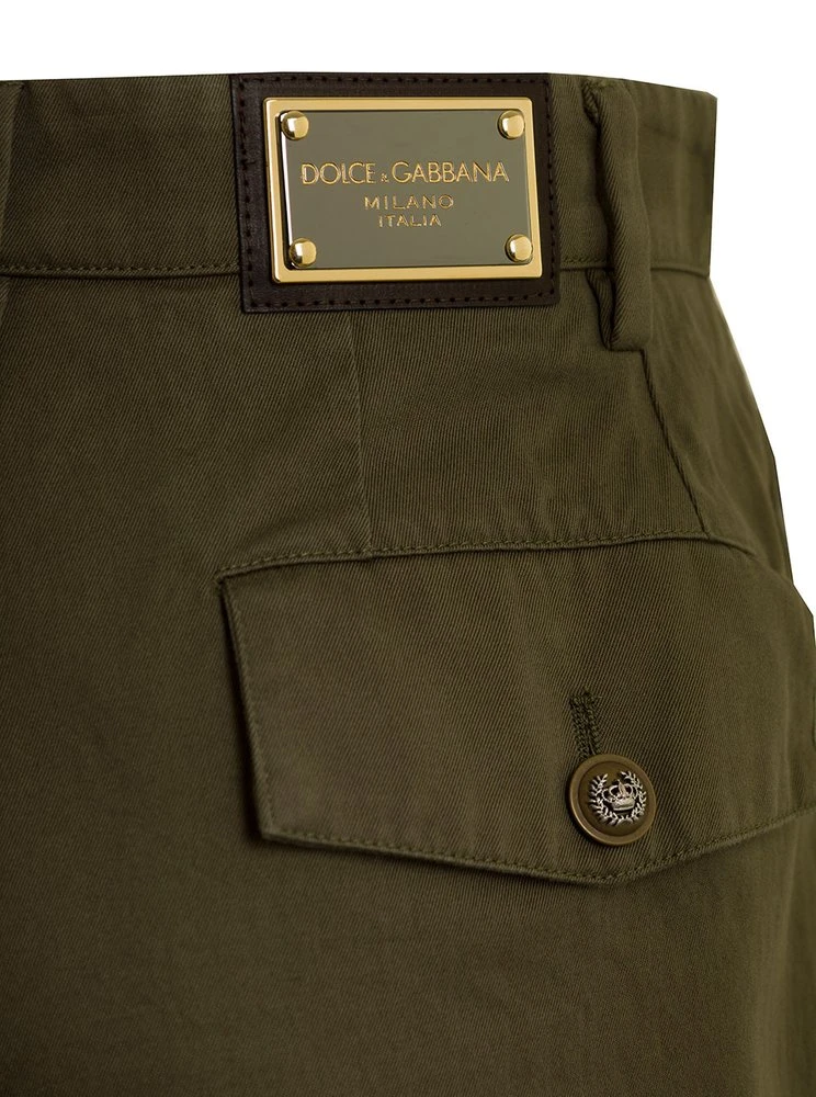 ( New Season ) Dolce & Gabbana Logo Patch Straight Leg Cargo Trousers - Green 3 ( New Season ) Dolce & Gabbana Logo Patch Straight Leg Cargo Trousers - Green - Image 3