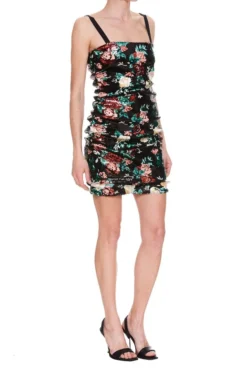 ( New Season ) Dolce & Gabbana Floral Motif Sequin Embellished Mini Dress - Multi -Cheap Vestureo Store fcb7c9583e665e38995e5ed1dfef5d26