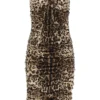 Dolce & Gabbana Leopard Printed Short Charmeuse Dress - Multi