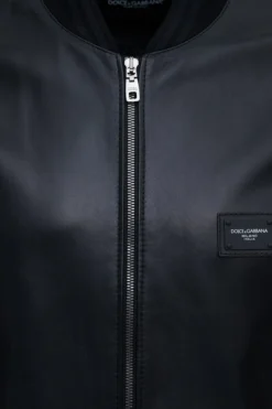 ( New Season ) Dolce & Gabbana Leather Bomber Jacket - Black -Cheap Vestureo Store fe02cdfef4adf5da87473c76b4bb9509