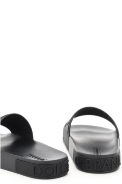 Dolce & Gabbana Logo Embossed Slides - Black -Cheap Vestureo Store fe426f7c9b08e64c3c72013ee0d488e7