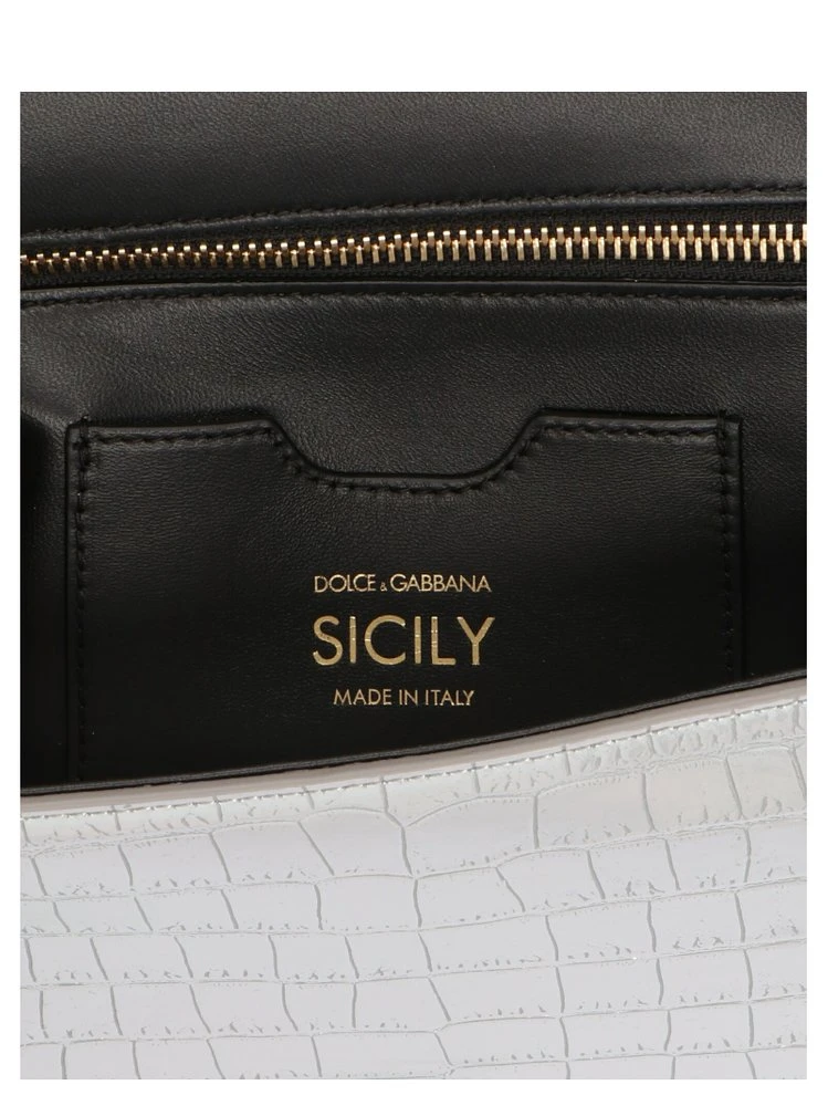 Dolce & Gabbana Sicily Medium Embossed Tote Bag - Silver 3 Dolce & Gabbana Sicily Medium Embossed Tote Bag - Silver - Image 3
