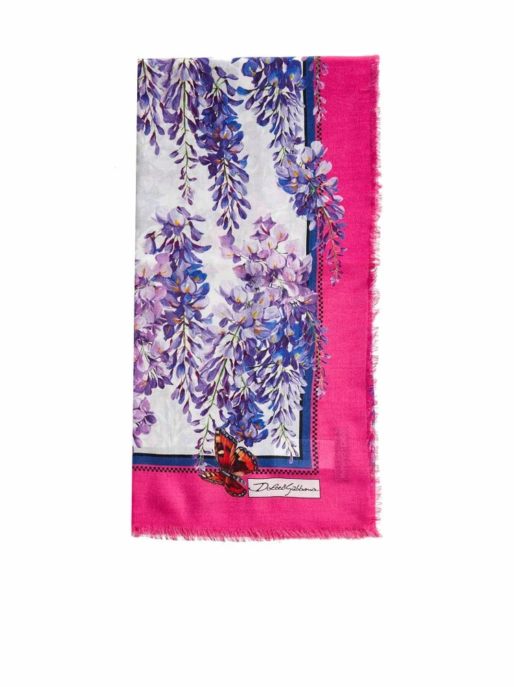 ( New Season ) Dolce & Gabbana Large Wisteria-Printed Scarf - Multi 1 ( New Season ) Dolce & Gabbana Large Wisteria-Printed Scarf - Multi