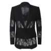 ( New Season ) Dolce & Gabbana Lace-Panelled Single Breasted Blazer - Black